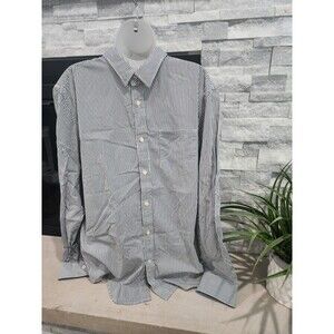 BANANA REPUBLIC Soft Wash Tailored Slim Fit Blue/White BUTTON-UP Shirt XL